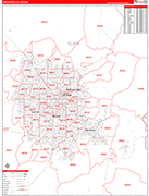 Greater Las Vegas Metro Area Wall Map Red Line Style